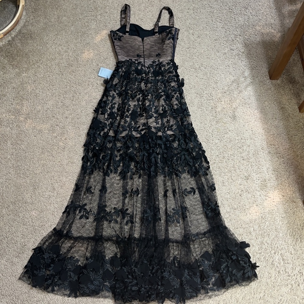 Dress the Population Anabel Embroidered Bustier Floral Sheer Lace Gown Black XXS - Picture 10 of 15